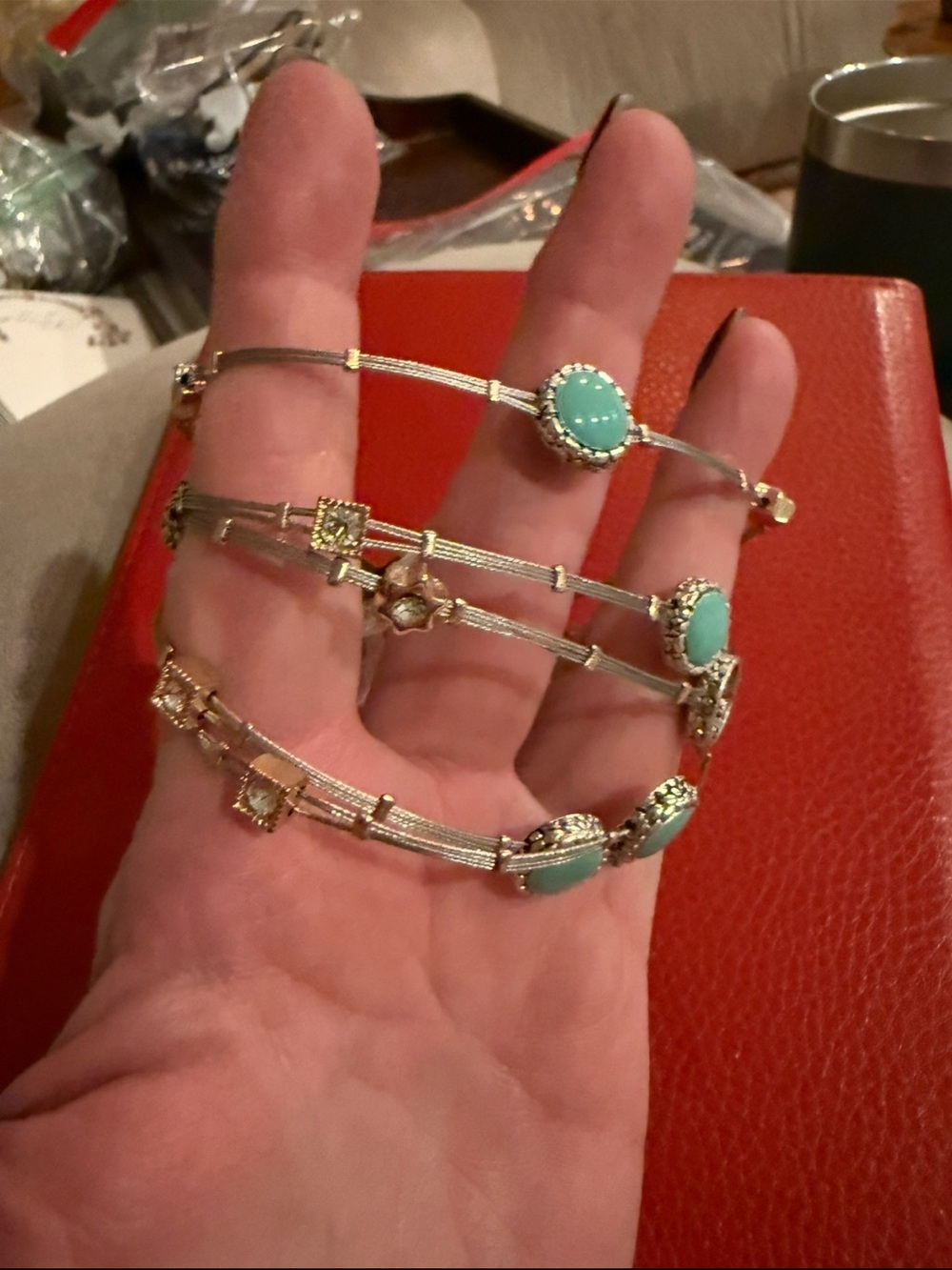 Sterling Silver Turquoise Accent Multi-Row Bracelet Set